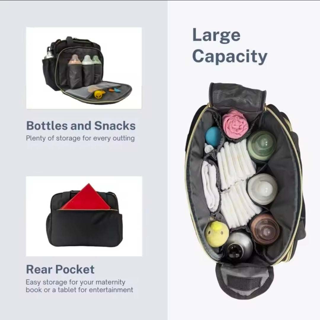 Luxury Baby Changing Bag UK | Large Capacity Nappy Bag with Bottle Storage & Stroller Straps | Stylish Maternity Travel Bag – Rebeelaa Essentials
