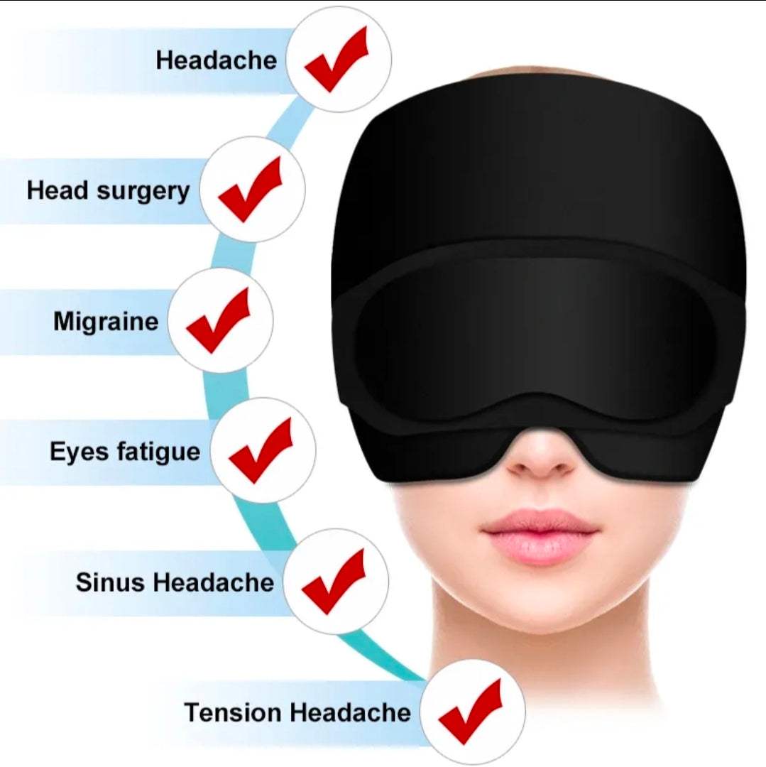 Gel Migraine Relief Cap & Eye Mask UK | 360° Headache & Sinus Relief Wrap – Hot & Cold Therapy Sleep Mask – Rebeelaa Wellness
