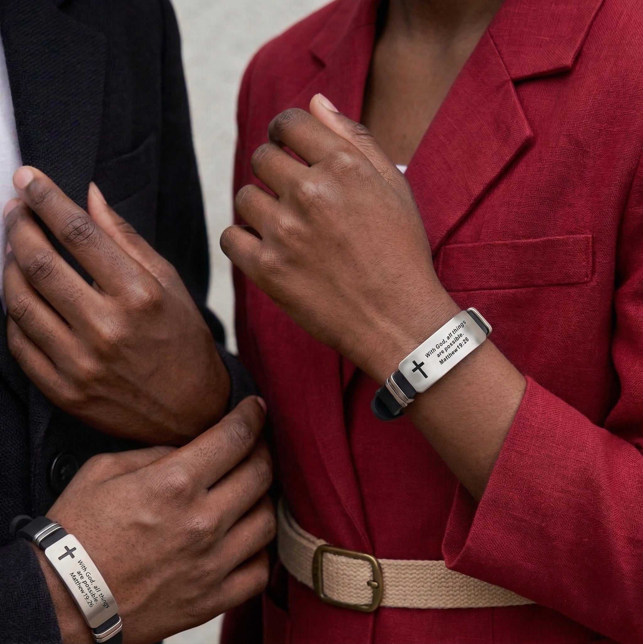 Christian Cross Bracelet UK | “With God All Things Are Possible” Matthew 19:26 – Adjustable Faith Wristband Gift for Men & Women – Rebeelaa Collection