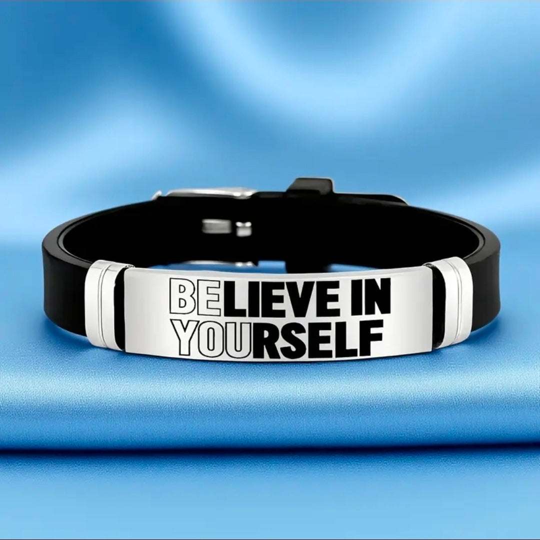 Believe In Yourself Bracelet UK | Motivational Wristband for Men & Women – Inspirational Gift – Rebeelaa Collection