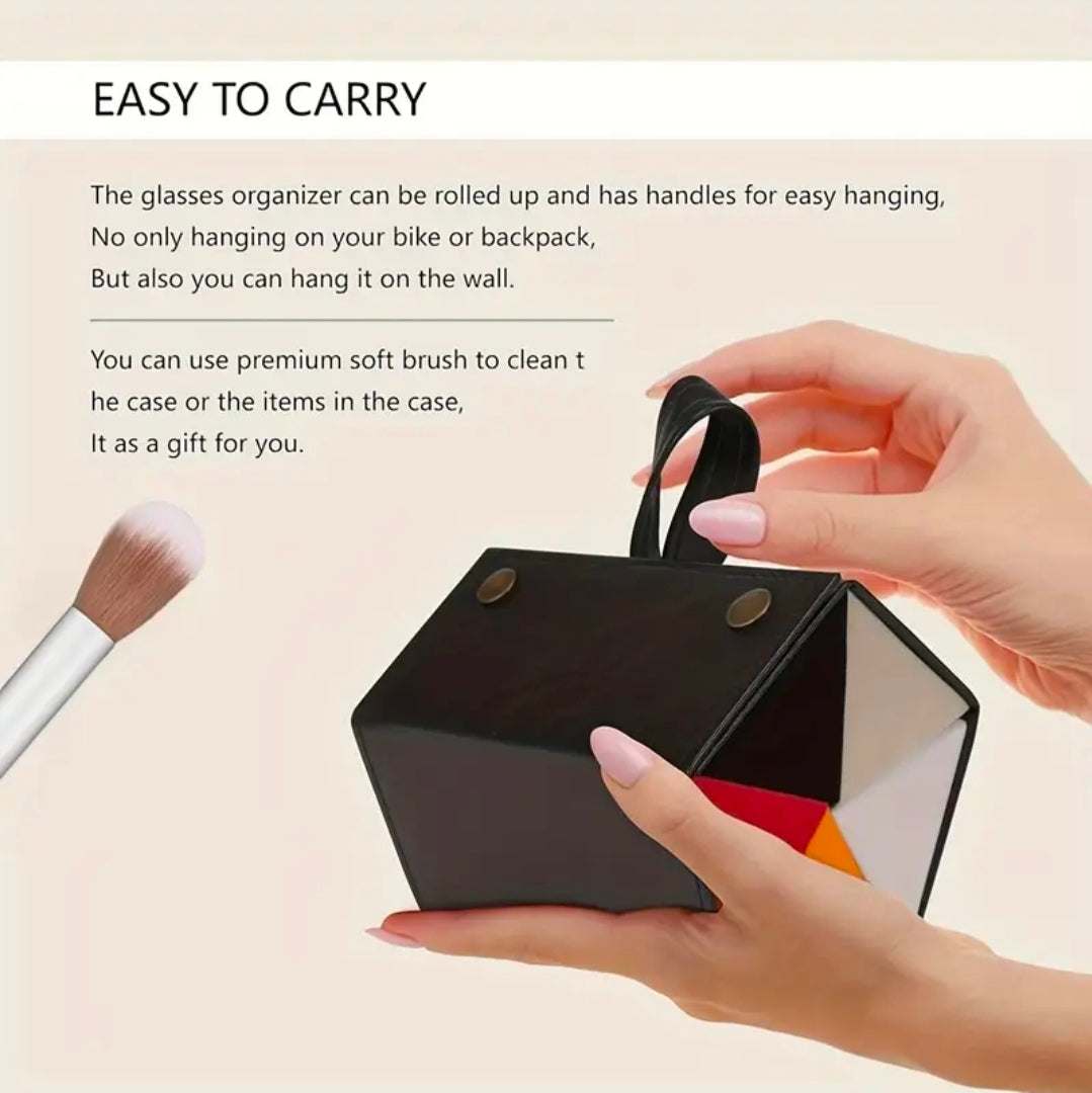 Luxury Foldable Multi-Compartment Makeup & Glasses Storage Box UK | Travel Cosmetic Organiser Case with Snap Closure – Rebeelaa Collection