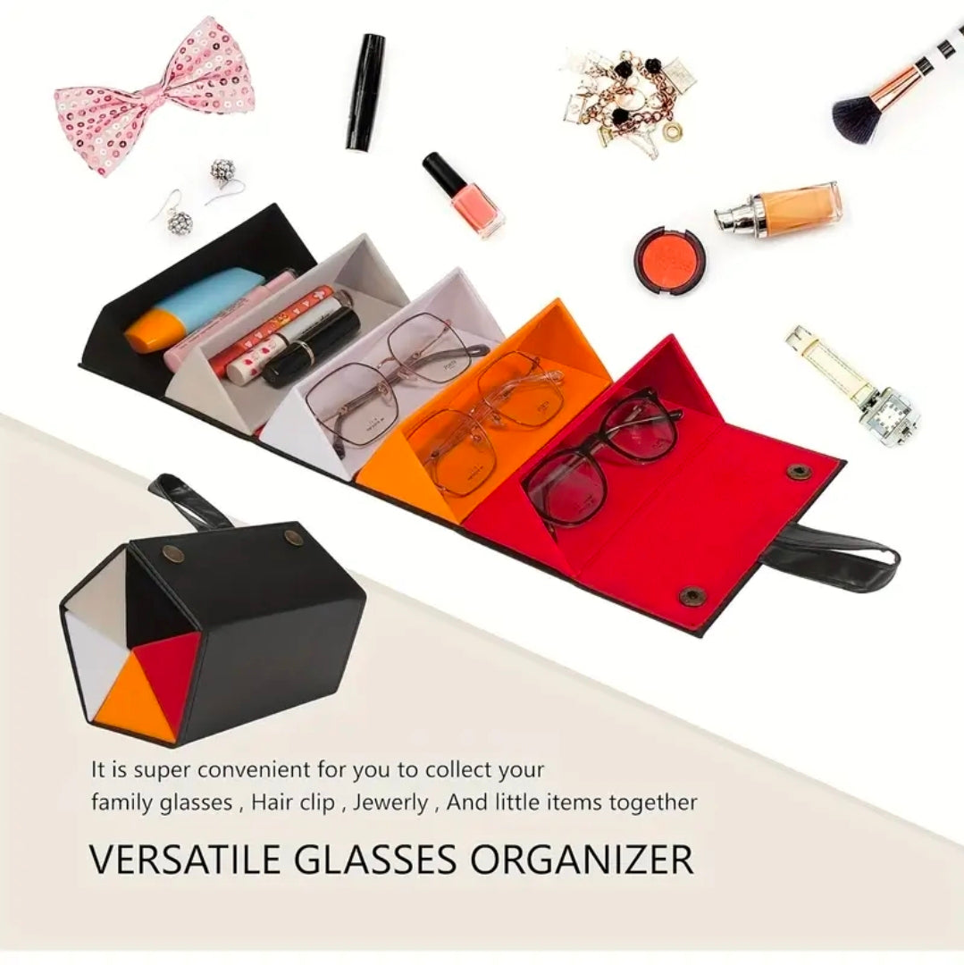 Luxury Foldable Multi-Compartment Makeup & Glasses Storage Box UK | Travel Cosmetic Organiser Case with Snap Closure – Rebeelaa Collection