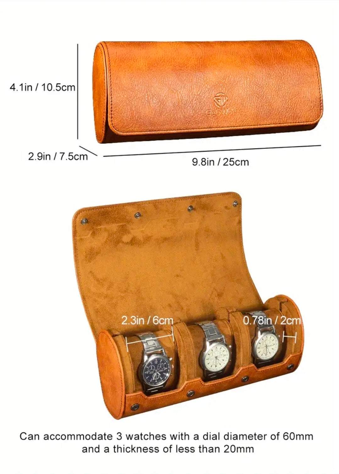 Luxury 3 Slot Watch Storage Box UK | PU Leather Travel Watch Roll Case for Men – Premium Watch Organiser Holder – Rebeelaa Collection
