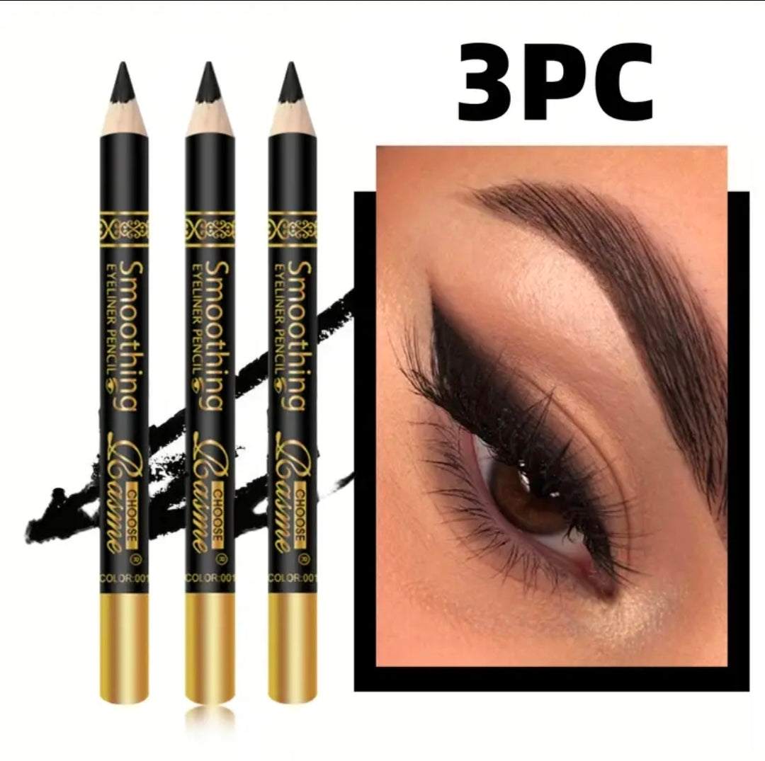 Waterproof Long-Lasting Eyeliner Pencil Set UK | 1 pack of 3 Smooth Creamy Eye Liner with Sharpener – Smudge-Proof Eye Makeup – Rebeelaa Beauty