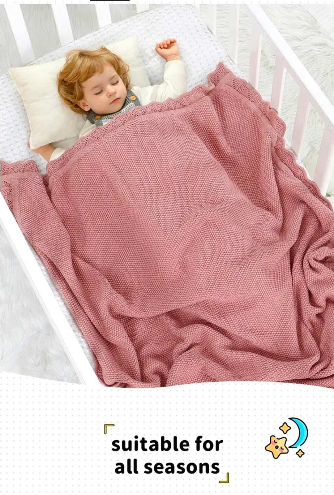 Luxury Knitted Baby Blanket UK | Soft Breathable Infant Wrap & Nursery Blanket – All Seasons Baby Gift – Rebeelaa Collection