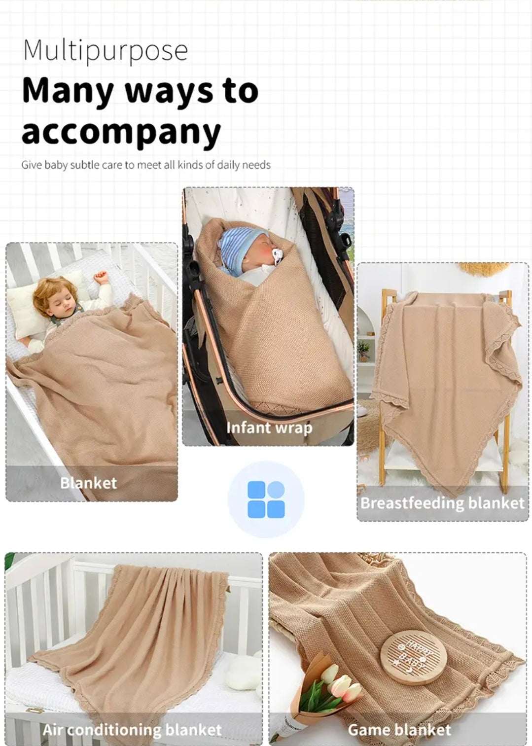 Luxury Knitted Baby Blanket UK | Soft Breathable Infant Wrap & Nursery Blanket – All Seasons Baby Gift – Rebeelaa Collection
