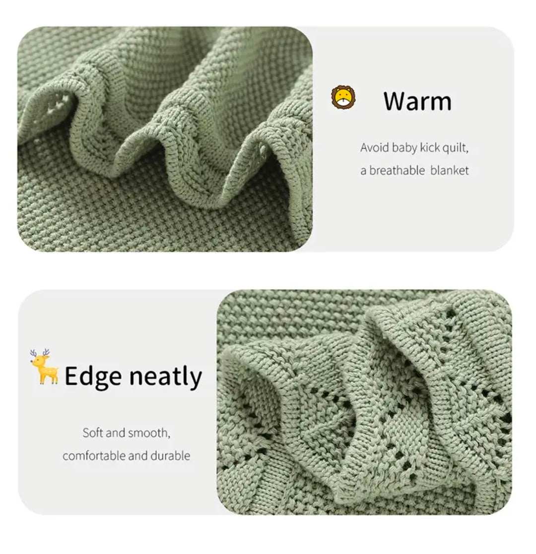 Luxury Knitted Baby Blanket UK | Soft Breathable Infant Wrap & Nursery Blanket – All Seasons Baby Gift – Rebeelaa Collection