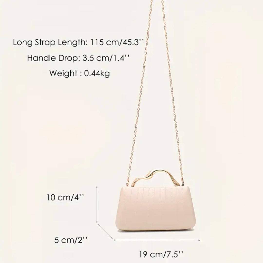 Luxury Nude Clutch Bag for Women UK | Elegant Structured Handbag with Gold Handle & Chain – Rebeelaa Collection