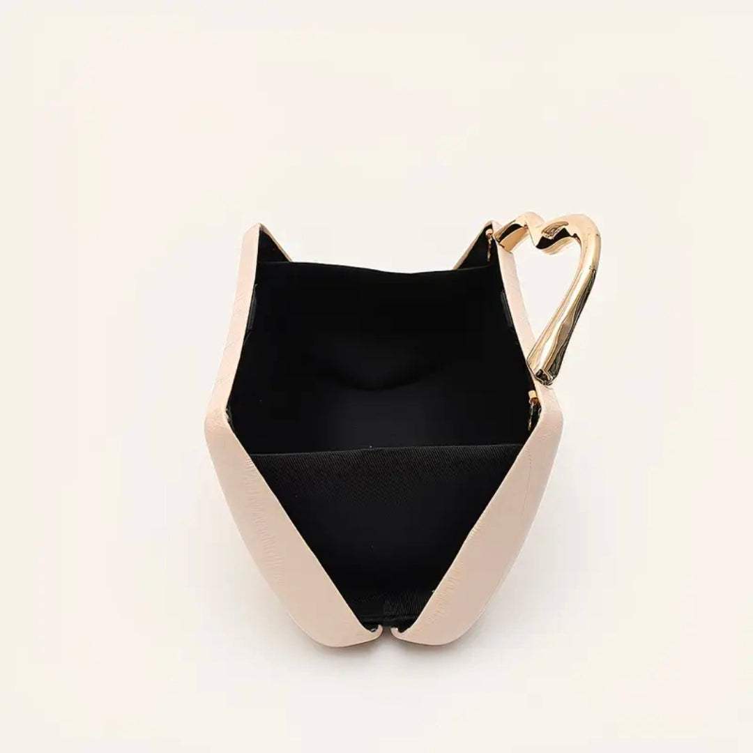 Luxury Nude Clutch Bag for Women UK | Elegant Structured Handbag with Gold Handle & Chain – Rebeelaa Collection