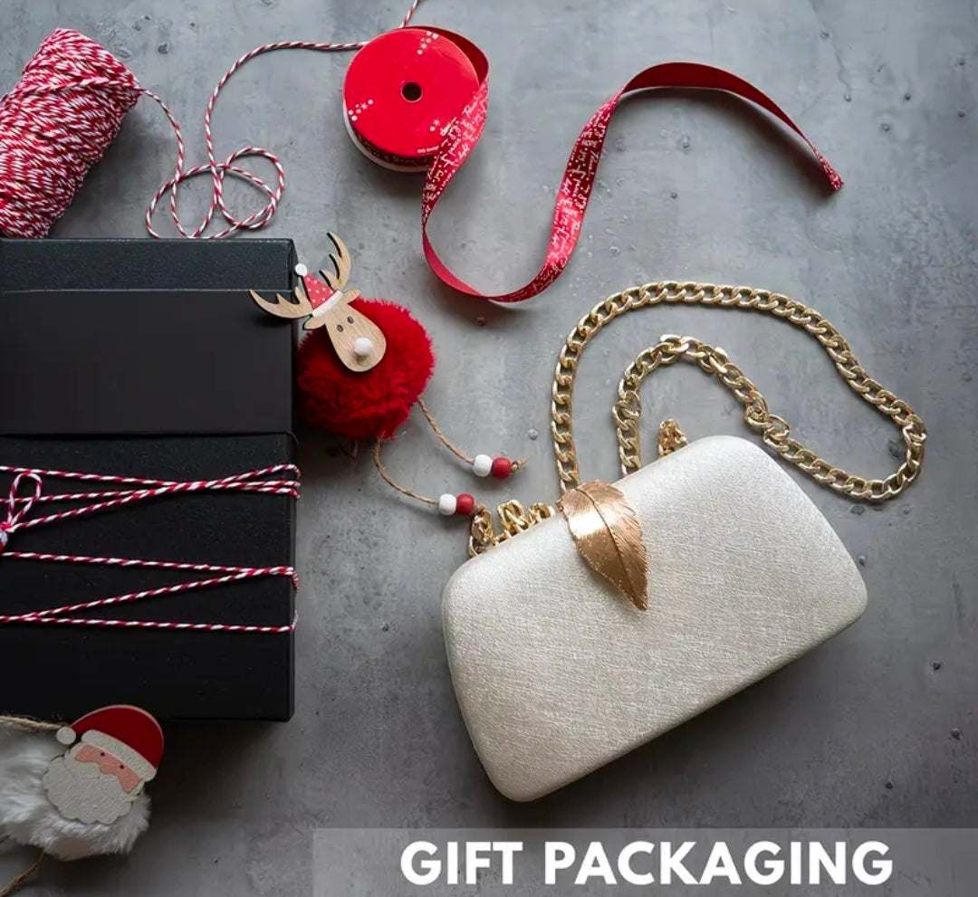 Luxury Gold Leaf Clutch Bag for Women UK | Elegant Evening Handbag with Chain Strap – Rebeelaa Collection