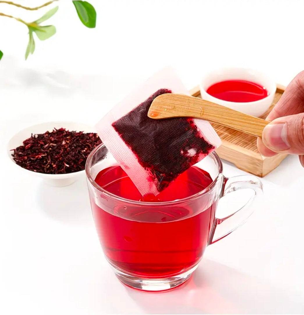 Hibiscus Flower Tea Bags UK | 100 Natural Herbal Tea Bags (Roselle) – Refreshing Wellness & Iced Tea Drink – Rebeelaa Collection