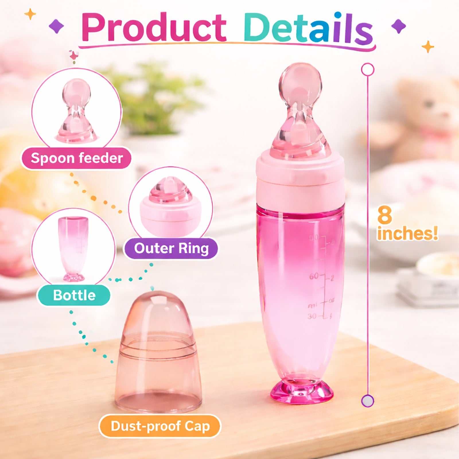 Rebeelaa Baby Food Squeeze Feeder Bottle – Silicone Spoon Feeding Bottle for Infants | BPA-Free Weaning & Feeding Dispenser UK