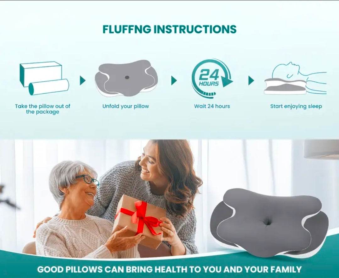 Ergonomic Orthopedic Memory Foam Pillow UK | Neck Pain Relief Cervical Support Pillow – Butterfly Contour Design | Rebeelaa Sleep Collection