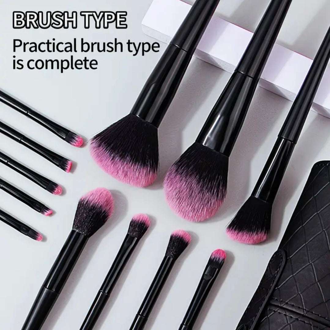 Luxury Makeup Brush Set with Travel Case UK | 12-Piece Professional Soft Bristle Brushes | Rebeelaa Beauty Essentials