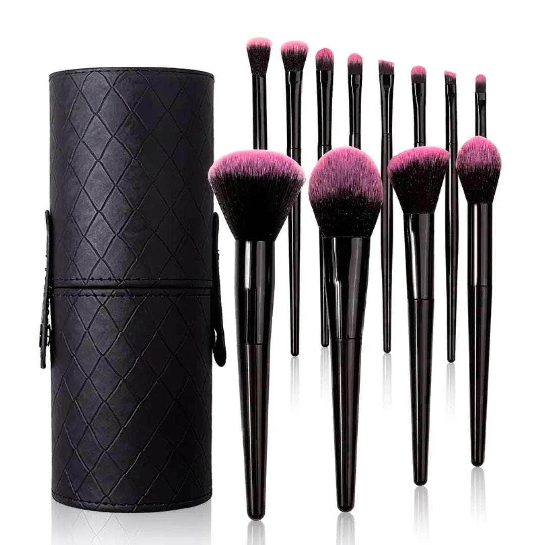 Luxury Makeup Brush Set with Travel Case UK | 12-Piece Professional Soft Bristle Brushes | Rebeelaa Beauty Essentials