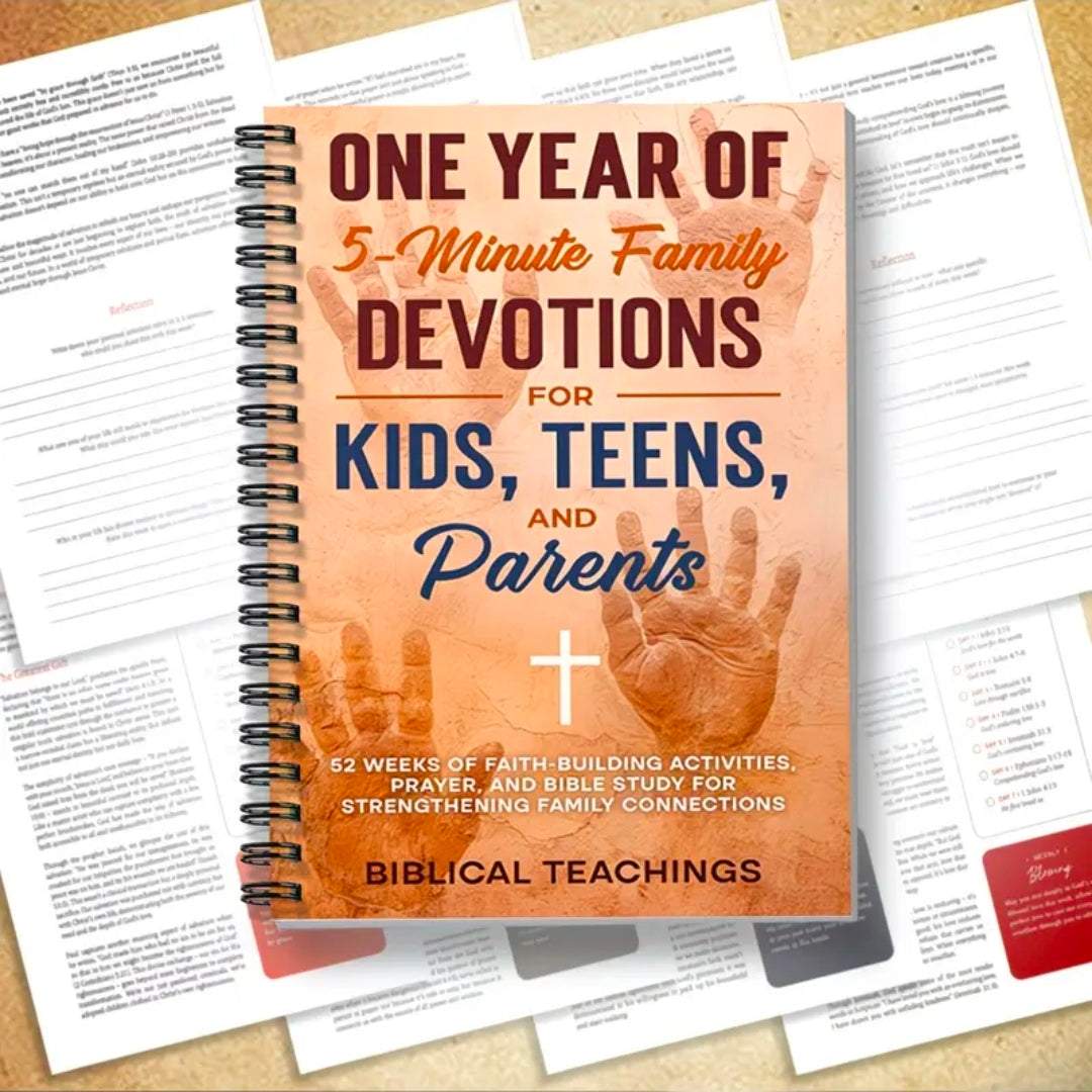Family Devotional Journal UK | 5-Minute Daily Devotions for Kids, Teens & Parents | Faith-Based Reflection Book | Rebeelaa Collection
