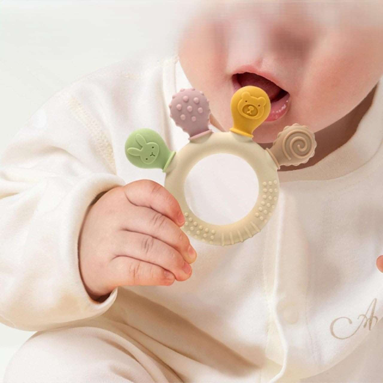 Baby Teething Toys – BPA Free Silicone Teether, Easy to Hold Multicolour Teething Toy for Babies 3-12 Months, Infant Sensory Teether for Boys and Girls
