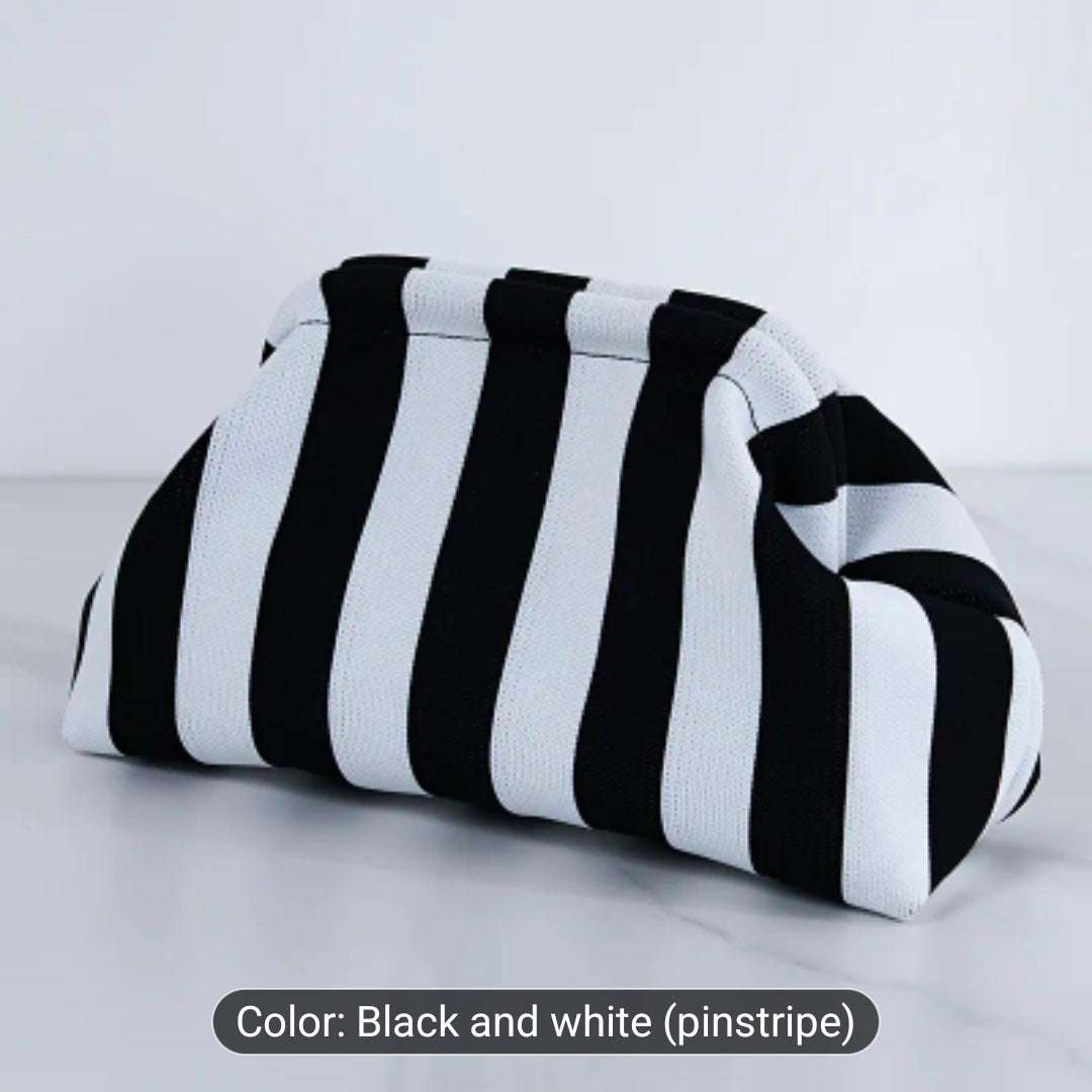 Rebeelaa Luxe Striped Clutch Bag – Bold Statement Pouch with Hidden Leather Compartment
