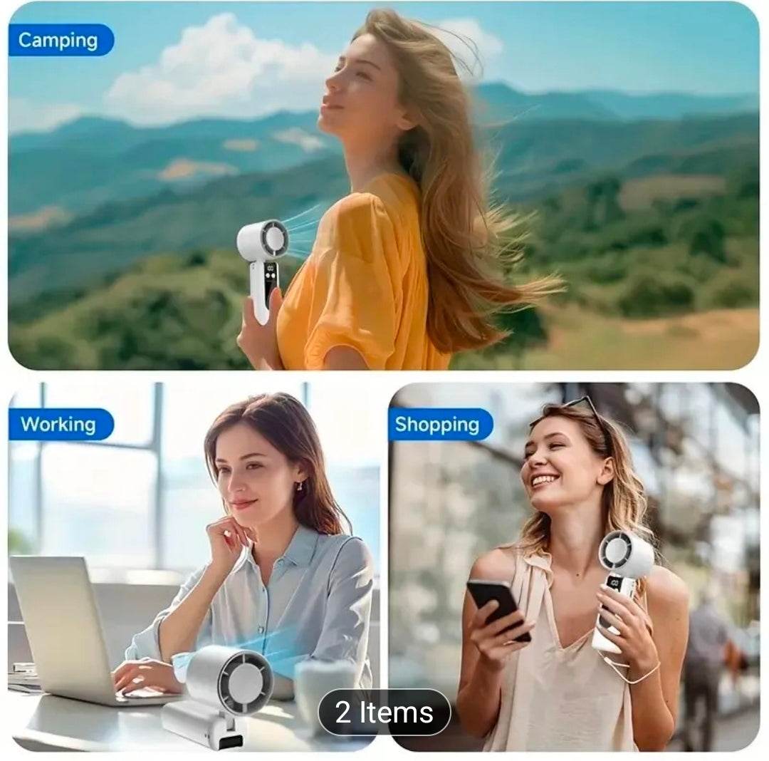 Rebeelaa Portable Handheld Fan with LED Display – 199 Speed Wind Control Settings, Rechargeable Cooling Fan