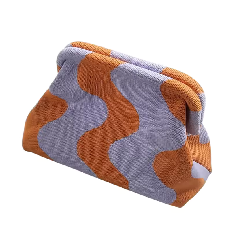 Rebeelaa Luxe Striped Clutch Bag – Bold Statement Pouch with Hidden Leather Compartment