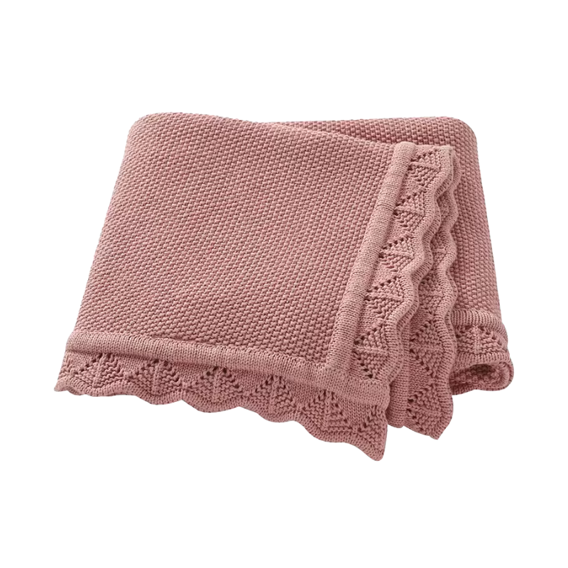 Mimixiong Cotton Knitted Newborn Baby Blanket – Breathable Embroidered Swaddle